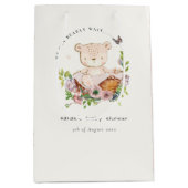 Sac Cadeau Moyen Ours Teddy Mignonne Dans Panier Fleur Baby shower  (Devant)