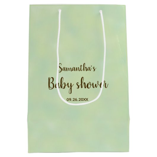 Sac Cadeau Moyen Ours Vert Aquarelle Baby shower neutre Favoriser (Dos)