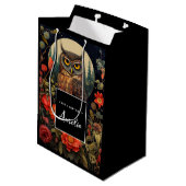 Sac Cadeau Moyen Owl at Night with a Full Moon Birthday (Dos Angle)