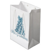 Sac Cadeau Moyen Oyster Tree Bow Preppy Joyeux Noël Coquette (Devant Angle)