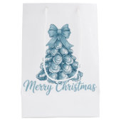 Sac Cadeau Moyen Oyster Tree Bow Preppy Joyeux Noël Coquette (Dos)