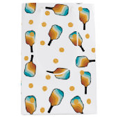 Sac Cadeau Moyen Pagaies de Pickleball Retro et Motif de Ball (Devant)