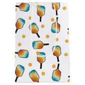 Sac Cadeau Moyen Pagaies de Pickleball Retro et Motif de Ball (Dos)