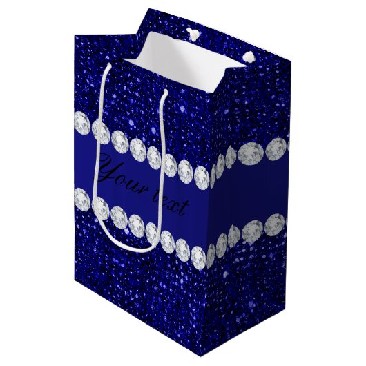 Sac Cadeau Moyen Paillettes chiques et diamants de marine (Devant Angle)