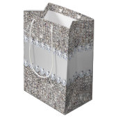 Sac Cadeau Moyen Paillettes et diamants argentés de Faux (Dos Angle)