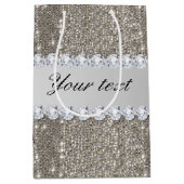 Sac Cadeau Moyen Paillettes et diamants argentés de Faux (Devant)