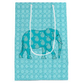 Sac Cadeau Moyen Paisley Elephant, Turquoise et Aqua (Dos)