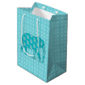 Sac Cadeau Moyen Paisley Elephant, Turquoise et Aqua (Dos Angle)