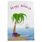 Sac Cadeau Moyen Palmier de Noël dans le sable (Devant)