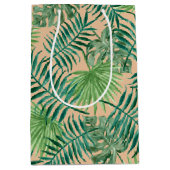 Sac Cadeau Moyen Palmier Tropical Feuille Motif Gold Green (Devant)