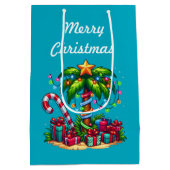 Sac Cadeau Moyen Palmier tropical Joyeux Noël (Dos)