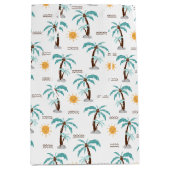 Sac Cadeau Moyen Palmiers d'été bleu pastel (Devant)