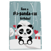 Sac Cadeau Moyen Panda Bébé Cute En Hiver Gris Neige (Devant)