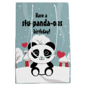 Sac Cadeau Moyen Panda Bébé Cute En Hiver Gris Neige (Dos)