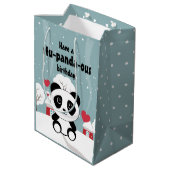 Sac Cadeau Moyen Panda Bébé Cute En Hiver Gris Neige (Dos Angle)
