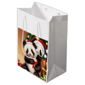 Sac Cadeau Moyen Panda de Noël (Devant Angle)