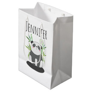 Sac Cadeau Moyen Panda noir et blanc mignonne en Bambou
