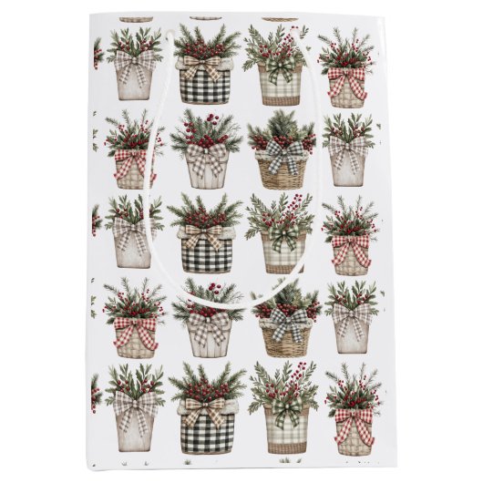 Sac Cadeau Moyen Panier de Buffalo | Noël agricole (Devant)