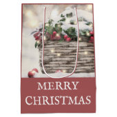 Sac Cadeau Moyen Panier de Noël Rustique Joyeux Holly Berry (Dos)