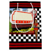 Sac Cadeau Moyen Panneau blanc les années 50 Retro Diner (Devant)