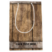 Sac Cadeau Moyen Panneaux en bois Patiné Faux Rustique (Devant)