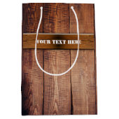 Sac Cadeau Moyen Panneaux en bois rustique Faux (Devant)