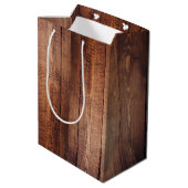 Sac Cadeau Moyen Panneaux en bois rustique Faux (Dos Angle)