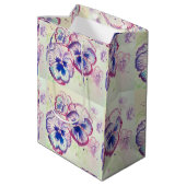 Sac Cadeau Moyen Pansies Pansy Fleur violet Rose floral (Dos Angle)