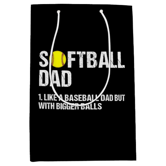 Sac Cadeau Moyen Papa de softball comme un baseball (Devant)