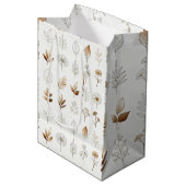 Sac Cadeau Moyen Paper Bag with Gold Botanical Sketches (Devant Angle)