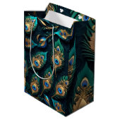 Sac Cadeau Moyen Papercut Peacock Feathers Motif (Dos Angle)