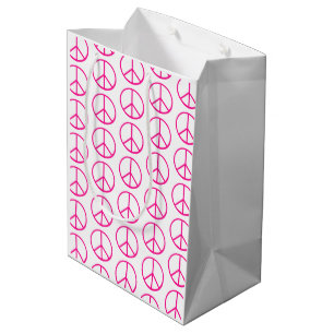 Sac Cadeau Moyen Papier cadeau Signe de Paix Rose