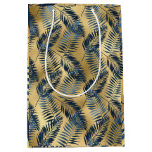 Papier d'emballage feuille de palmier bleu or