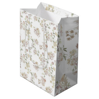 Sac Cadeau Moyen Papier d'emballage Fleurs aquarelle pastel de 3