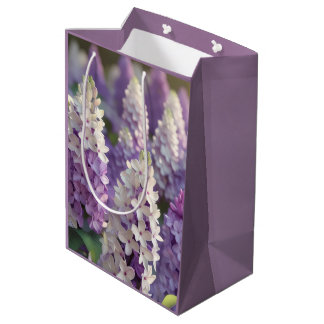 Sac Cadeau Moyen Papier d'enlèvement de fleurs violettes