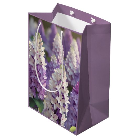 Sac Cadeau Moyen Papier d'enlèvement de fleurs violettes (Dos Angle)