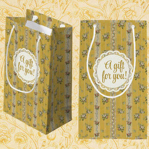 Sac Cadeau Moyen Papier peint antique vintage personnalisé jaune