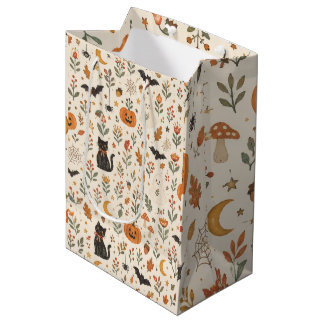 Sac Cadeau Moyen Papier peint Halloween scandinave, Art populaire n