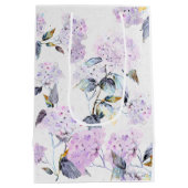 Sac Cadeau Moyen Papier Tissu d'Hydrangée violette en aquarelle (Dos)