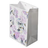 Sac Cadeau Moyen Papier Tissu d'Hydrangée violette en aquarelle (Dos Angle)