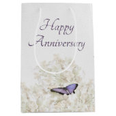 Sac Cadeau Moyen Papillon à l'Anniversaire de l'Hydrangée Blanche (Devant)