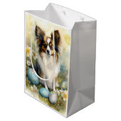 Sac Cadeau Moyen Papillon Chien avec Oeufs de Pâques Fêtes (Dos Angle)