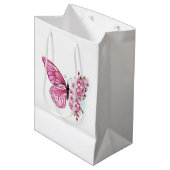 Sac Cadeau Moyen Papillon de fleurs avec Sakura rose (Devant Angle)