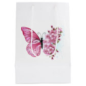Sac Cadeau Moyen Papillon de fleurs avec Sakura rose (Dos)