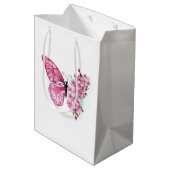 Sac Cadeau Moyen Papillon de fleurs avec Sakura rose (Dos Angle)