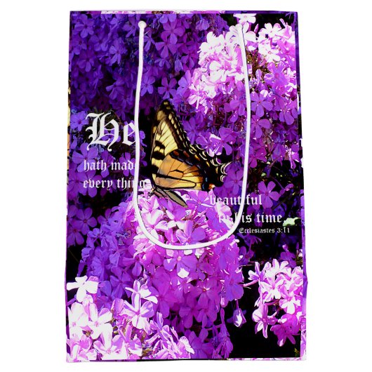 Sac Cadeau Moyen Papillon et Phlox, Ecclésiaste 3:11 (Dos)