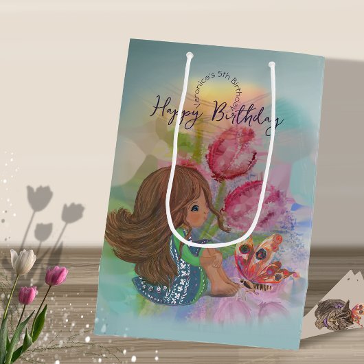 Sac Cadeau Moyen papillon fille de 5e anniversaire