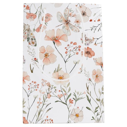 Sac Cadeau Moyen Papillon floral Fleur sauvage Boho (Devant)