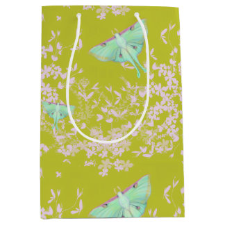 Sac Cadeau Moyen Papillon lune sur citron vert