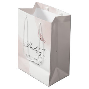 Sac Cadeau Moyen Papillon rose pâle, quel que soit l'âge de l'anniv